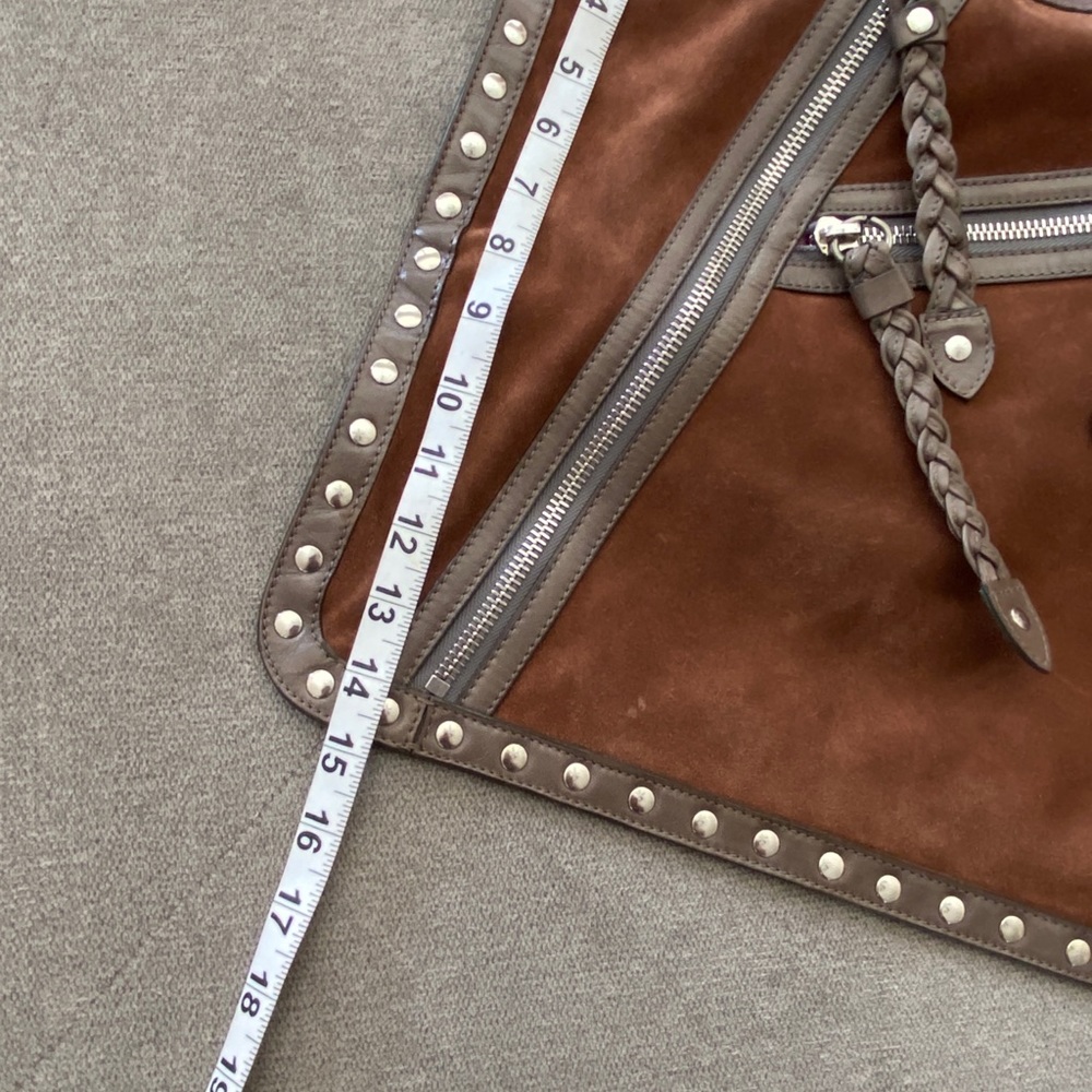 Etro Brown Suede Studded Tote Bag - Picture 2 of 7